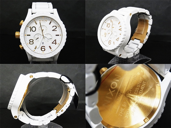 実際に弊社で買取させて頂いたNIXON/ニクソン THE 51-30 CHRONO A083-1035 ホワイト×ゴールドの画像 1枚目