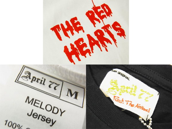 実際に弊社で買取させて頂いたAPRIL77/エイプリル 半袖無地 Tシャツ THE RED HEARTS他/3点の画像 2枚目