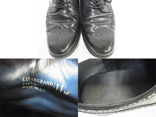 実際に弊社で買取させて頂いたCOLE HAAN/コールハーン ルナグランド LONG WING/C11717 黒/11Mの画像 2枚目