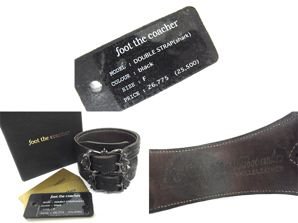 実際に弊社で買取させて頂いたfoot the coacher ダブルストラップレザーブレスレット ブラックの画像 2枚目