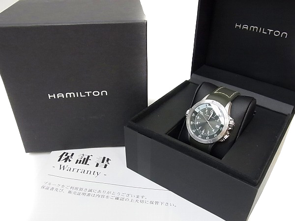 実際に弊社で買取させて頂いたHAMILTON/ハミルトン H74531863 GMT クォーツ カーキネイビーの画像 7枚目