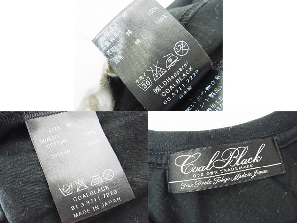 実際に弊社で買取させて頂いたCOALBLACK/コールブラック ラグラン七分袖Tシャツ 黒白/Mの画像 2枚目