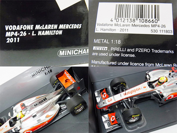 実際に弊社で買取させて頂いたミニチャンプス 1/18 McLaren Mercedes MP4-26 L.ハミルトン'11の画像 2枚目