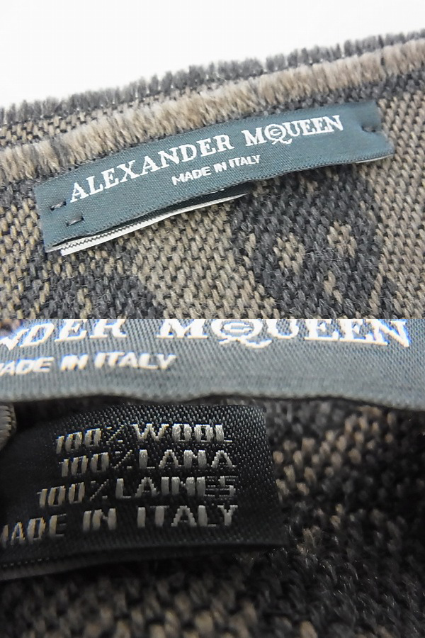 実際に弊社で買取させて頂いたalexander mcqueen ウールストール スカル グレー×ベージュの画像 1枚目