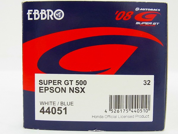 実際に弊社で買取させて頂いたEBBRO 1/43エプソン NSX No32 スーパーGT500 2008 ブルー/44051の画像 1枚目