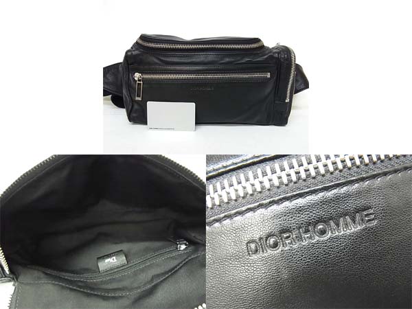 実際に弊社で買取させて頂いたDior Homme/ディオールオム レザーウエストバッグ ブラックの画像 2枚目