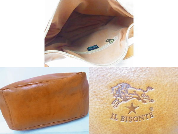 実際に弊社で買取させて頂いたIL BISONTE/イルビゾンテ レザーショルダーバッグ キャメルの画像 2枚目