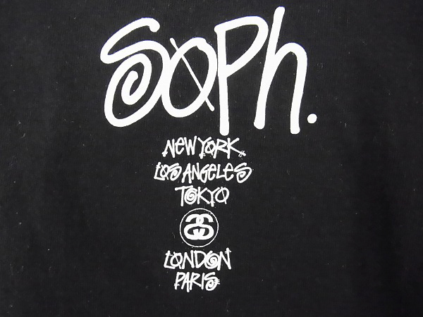 実際に弊社で買取させて頂いたSOPHNET×STUSSY/ステューシー コラボTシャツ ブラック Sの画像 3枚目