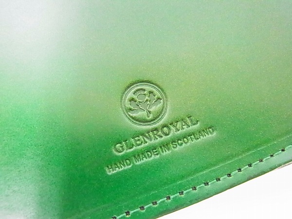 実際に弊社で買取させて頂いたGLENROYAL/グレンロイヤル ブライドルレザーブックカバー 緑の画像 3枚目