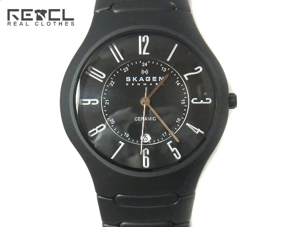 実際に弊社で買取させて頂いたSKAGEN/スカーゲン セラミック 腕時計 クォーツ 黒/817LBXC