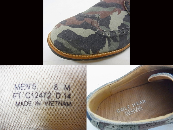 実際に弊社で買取させて頂いたCOLE HAAN/コールハーン ウィングチップ 迷彩柄 C12472/8Mの画像 2枚目