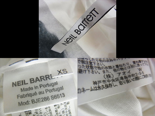 実際に弊社で買取させて頂いたNEIL BARRETT/ニールバレット 半袖プリントTシャツ 白/XSの画像 2枚目