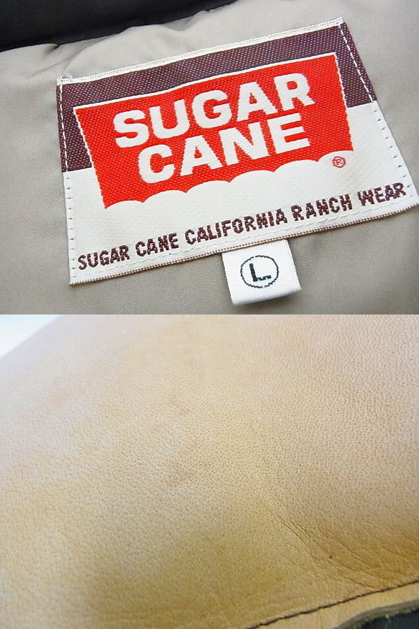 実際に弊社で買取させて頂いたSUGAR CANE/シュガーケーン レザーヨークダウンベスト 茶 Lの画像 2枚目