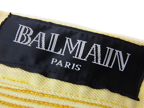 実際に弊社で買取させて頂いたBALMAIN/バルマン 12SS ストレッチバイカーパンツ イエロー/30の画像 2枚目