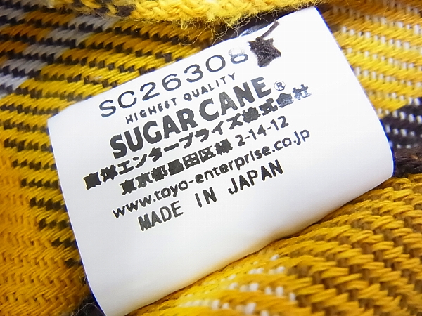 実際に弊社で買取させて頂いたSUGAR CANE/シュガーケーン 長袖チェックネルシャツ 黄茶/Sの画像 4枚目