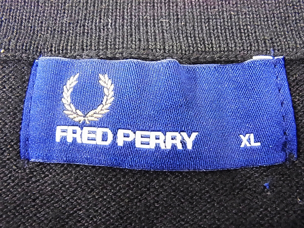 実際に弊社で買取させて頂いたFRED PERRY/フレッドペリー チェック柄カーディガン 白黒 XLの画像 2枚目