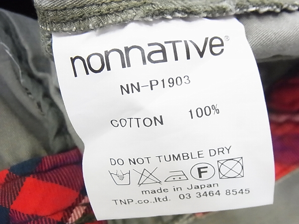 実際に弊社で買取させて頂いたnonnative/ノンネイティブ ワークパンツ/カーキ/0/NN-P1903の画像 3枚目