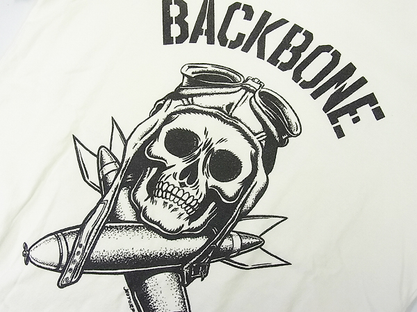 実際に弊社で買取させて頂いたBACKBONE/バックボーン スカルプリント 半袖Tシャツ ホワイト Sの画像 3枚目