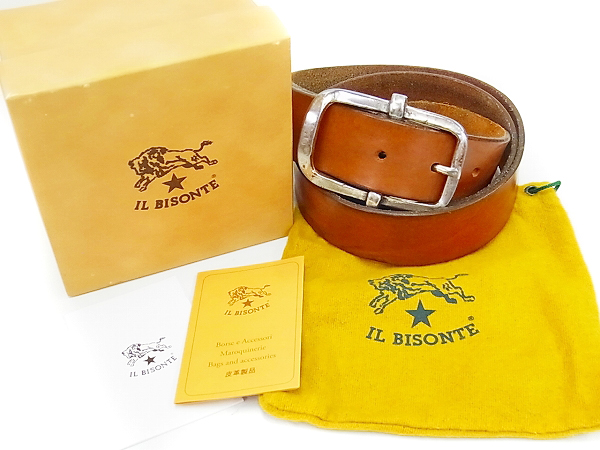 実際に弊社で買取させて頂いたIL BISONTE/イルビゾンテ 本皮/レザーベルト/ブラウン/95の画像 7枚目