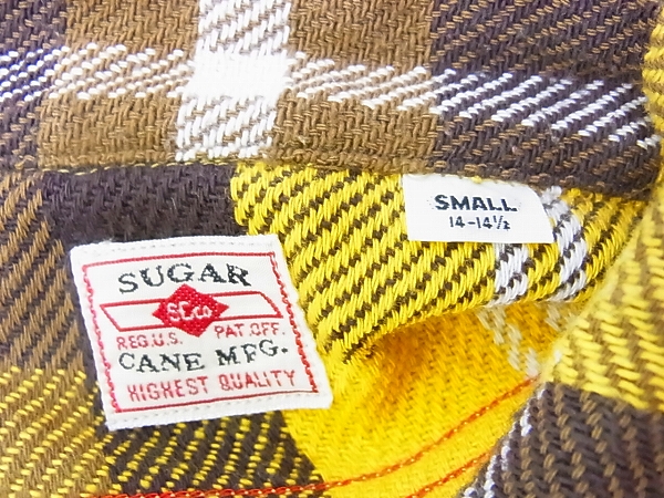 実際に弊社で買取させて頂いたSUGAR CANE/シュガーケーン 長袖チェックネルシャツ 黄茶/Sの画像 2枚目