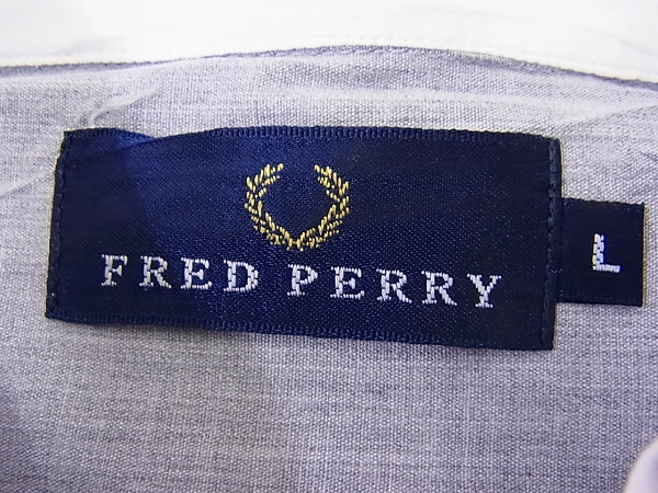 実際に弊社で買取させて頂いたFRED PERRY/フレッドペリー ドレスシャツ グレー×ホワイト Lの画像 3枚目