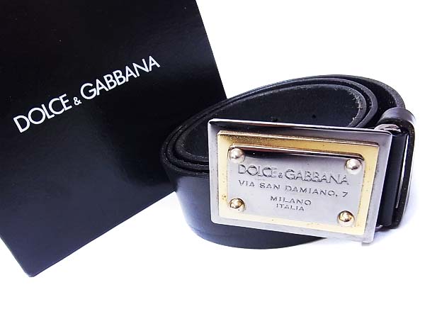 DOLCE&GABBANA/ドルガバ レザーベルト ロゴプレート BC2605 黒の買取 