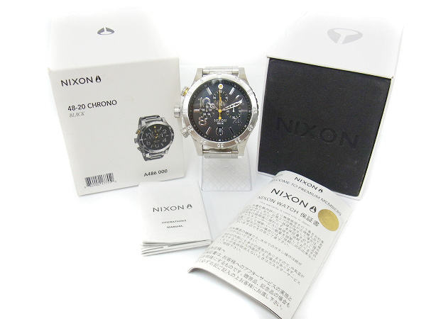 実際に弊社で買取させて頂いたNIXON/ニクソン THE 48-20 CHRONO 腕時計 シルバー×ブラックの画像 6枚目