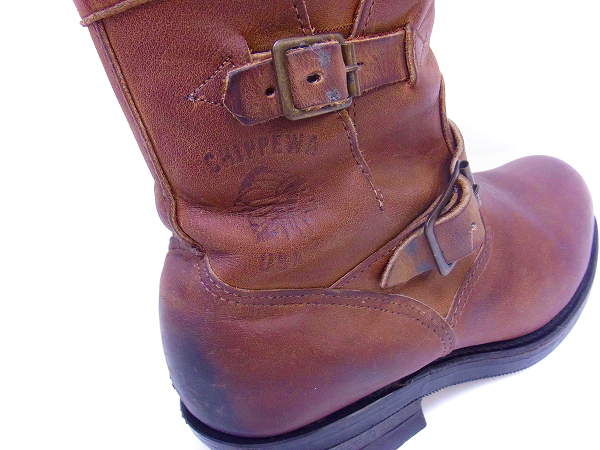 実際に弊社で買取させて頂いたCHIPPEWA/チペワ ショートエンジニアブーツ USA製 ブラウンの画像 9枚目