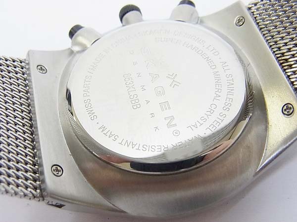 実際に弊社で買取させて頂いたSKAGEN/スカーゲン 853XLSBB クオーツ アラーム付き腕時計 の画像 4枚目