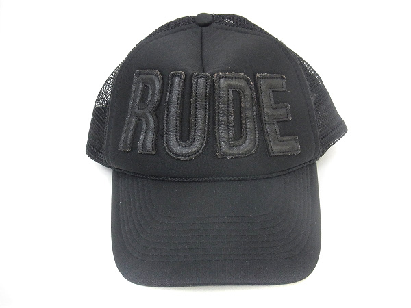 実際に弊社で買取させて頂いたRUDE GALLERY/ルードギャラリー レザーロゴメッシュキャップ 黒の画像 1枚目