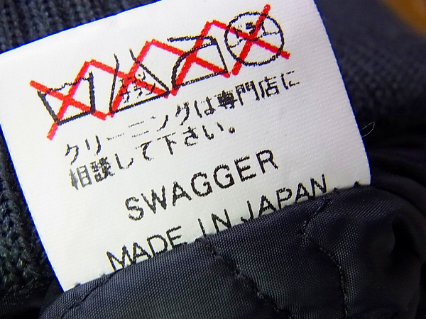 実際に弊社で買取させて頂いたSWAGGER/スワッガー 襟付きレザー切り替え/ウール混スタジャンLの画像 4枚目