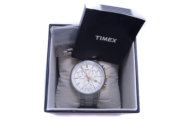 実際に弊社で買取させて頂いたTIMEX/タイメックス 海外 クロノグラフ 腕時計 金銀/T2N558の画像 7枚目