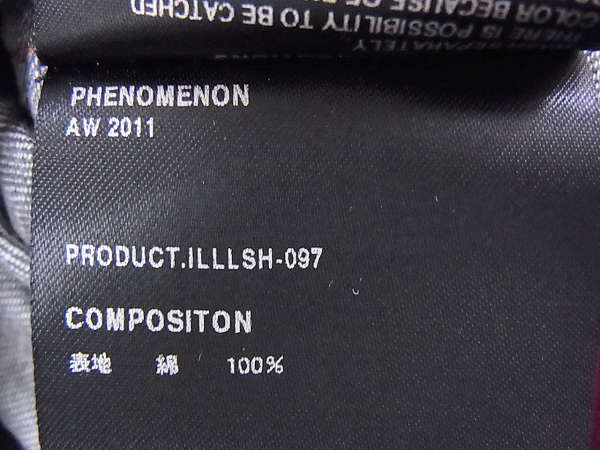 実際に弊社で買取させて頂いたPHENOMENON/フェノメノン ドッキングシャツ 長袖シャツ 11AW/XLの画像 6枚目