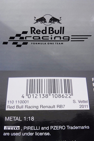 実際に弊社で買取させて頂いたMINICHAMPS RacingRENAULT/RB7 S.Vettel/ベッテル 2011 1/18の画像 5枚目