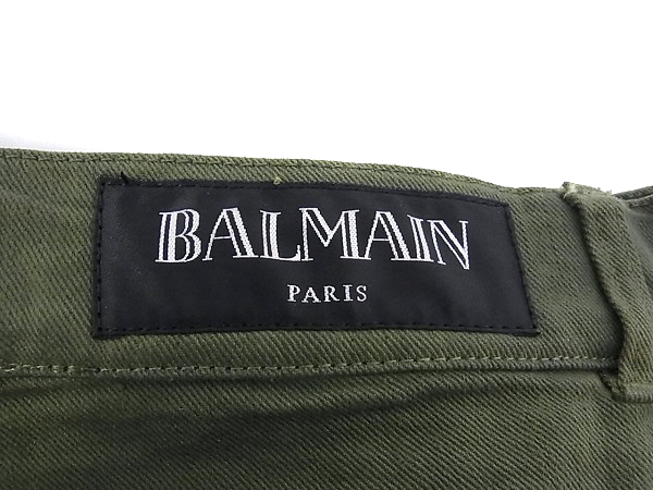 実際に弊社で買取させて頂いたBALMAIN/バルマン サイドテープ/ストレッチパンツ カーキ 32の画像 2枚目