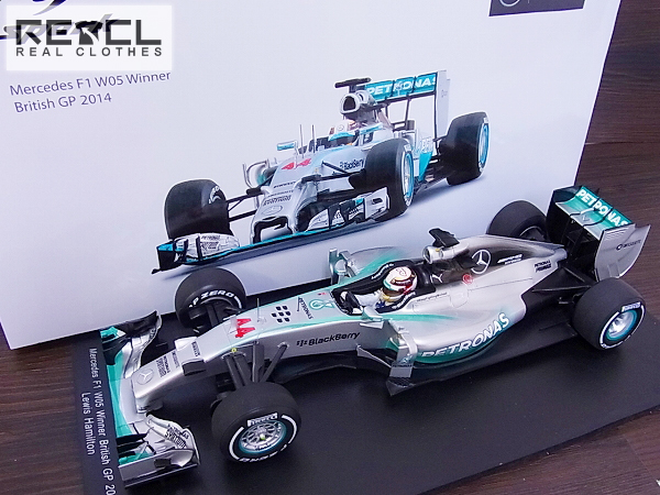 実際に弊社で買取させて頂いたSpark メルセデスW05 ハミルトン#44 WINNER2014イギリスGP 1/18