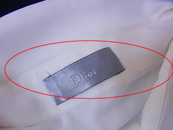 実際に弊社で買取させて頂いたDIOR HOMME/ディオールオム 05AW　Bee刺繍比翼シャツ 白/39の画像 9枚目