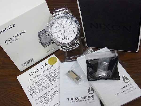 実際に弊社で買取させて頂いたNIXON/ニクソン 42-20 CHRONO HIGH POLISH　シルバー/A037-945の画像 8枚目