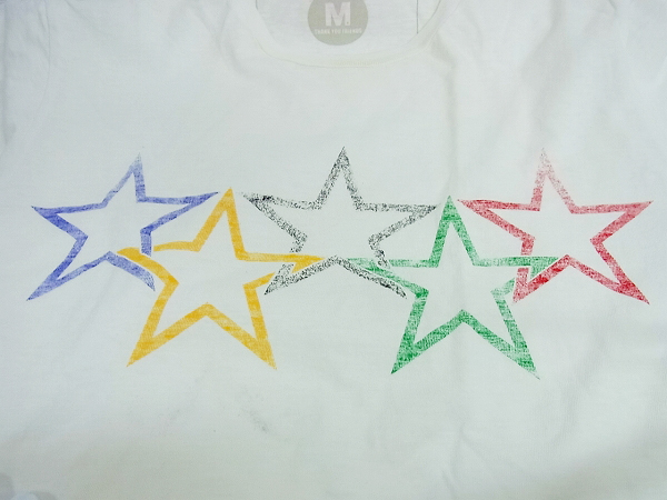 実際に弊社で買取させて頂いたM/エム 星プリント/スター Tシャツ 丸首/半袖 ホワイト Mの画像 7枚目