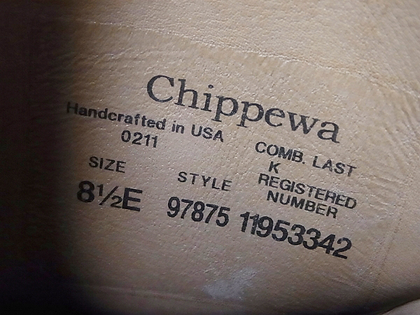 実際に弊社で買取させて頂いたCHIPPEWA/チペワ スエード モックエンジニアブーツ 97875/8.5Eの画像 6枚目