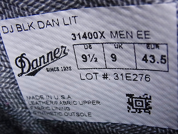 実際に弊社で買取させて頂いたDanner/ダナーライト トレッキングブーツ 黒 31400X/US9.5 の画像 7枚目