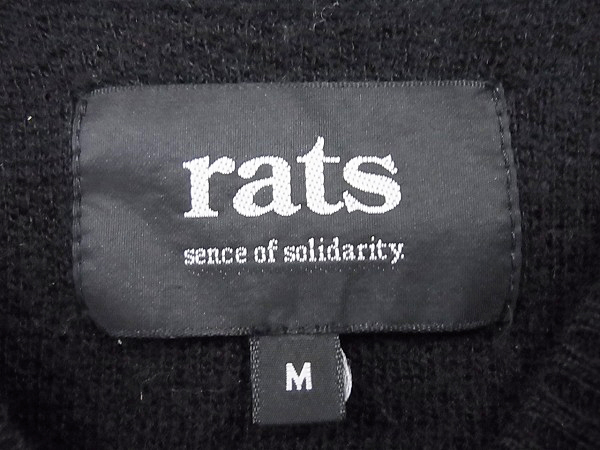 実際に弊社で買取させて頂いたRATS/ラッツ ワッペン付き Vネック/長袖 ニットセーター 黒/Mの画像 3枚目