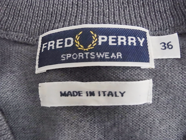 実際に弊社で買取させて頂いたFRED PERRY/フレッドペリー 刺繍入りVネックベスト グレー 36の画像 2枚目