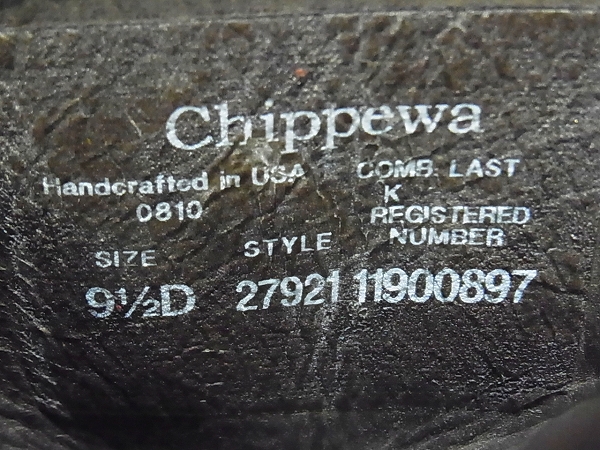 実際に弊社で買取させて頂いたCHIPPEWA/チペワ エンジニアブーツ ダークブラウン27921/9-1/2Dの画像 7枚目