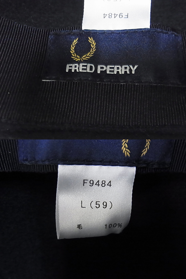 実際に弊社で買取させて頂いたFRED PERRY/フレッドペリー ウールハット/中折れ ネイビー系Lの画像 7枚目