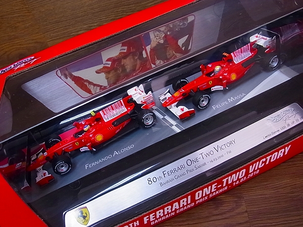 実際に弊社で買取させて頂いた未開封/Hot Wheels 80THFerrari1-2VICTORY BahrainGPS 1/43/3点の画像 2枚目