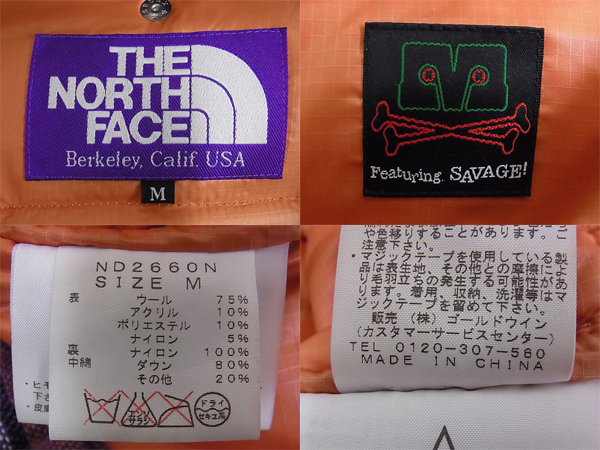 実際に弊社で買取させて頂いたTHE NORTH FACE×SWAGGER×MURO ツイードダウンJKT ND2660N/Mの画像 2枚目