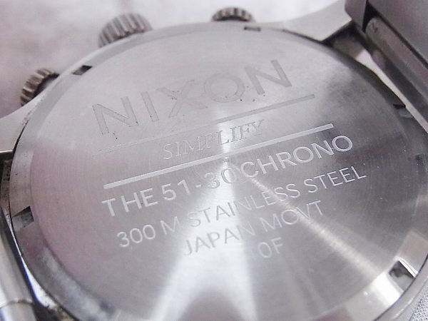 実際に弊社で買取させて頂いたNIXON/ニクソン THE 51-30 CHRONO/クロノグラフ 銀/黒 A083-000の画像 5枚目