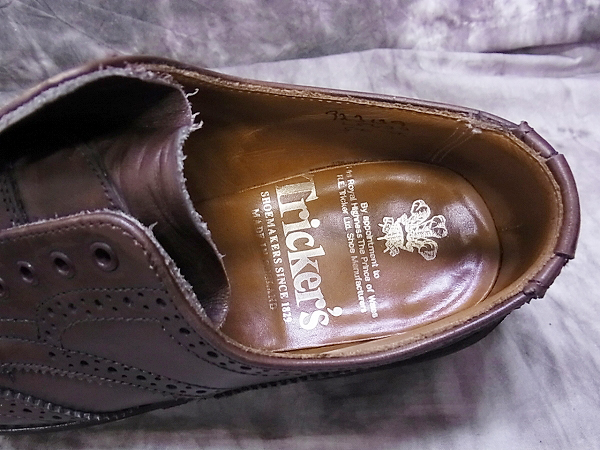 実際に弊社で買取させて頂いたTricker's/トリッカーズ ウィングチップ ローカット L5633/5.5の画像 6枚目