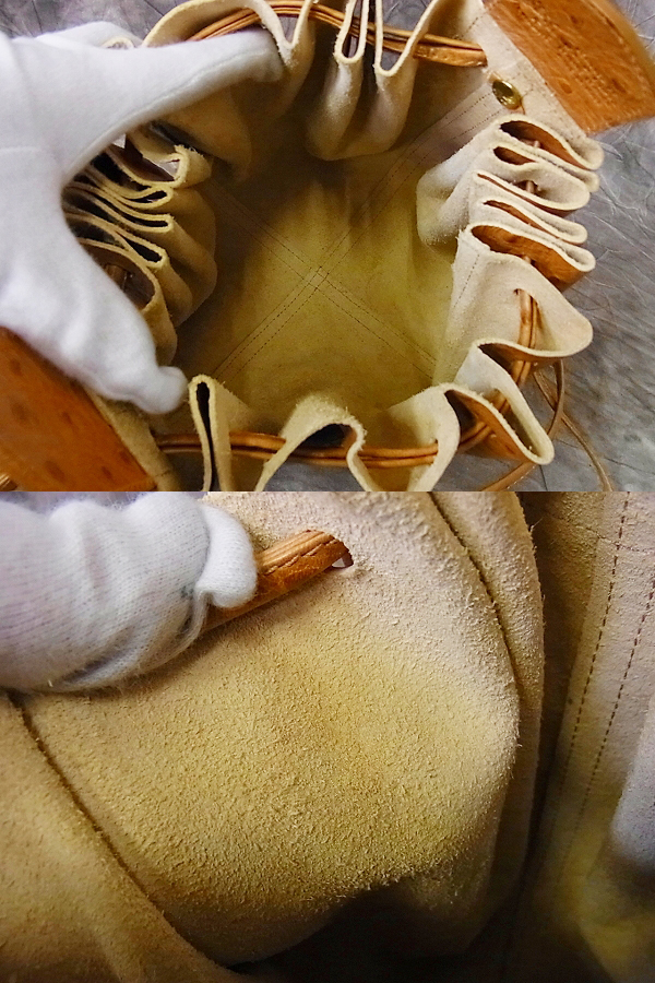 ilbisonte/イルビゾンテ オーストリッチ巾着型ショルダーバッグの買取